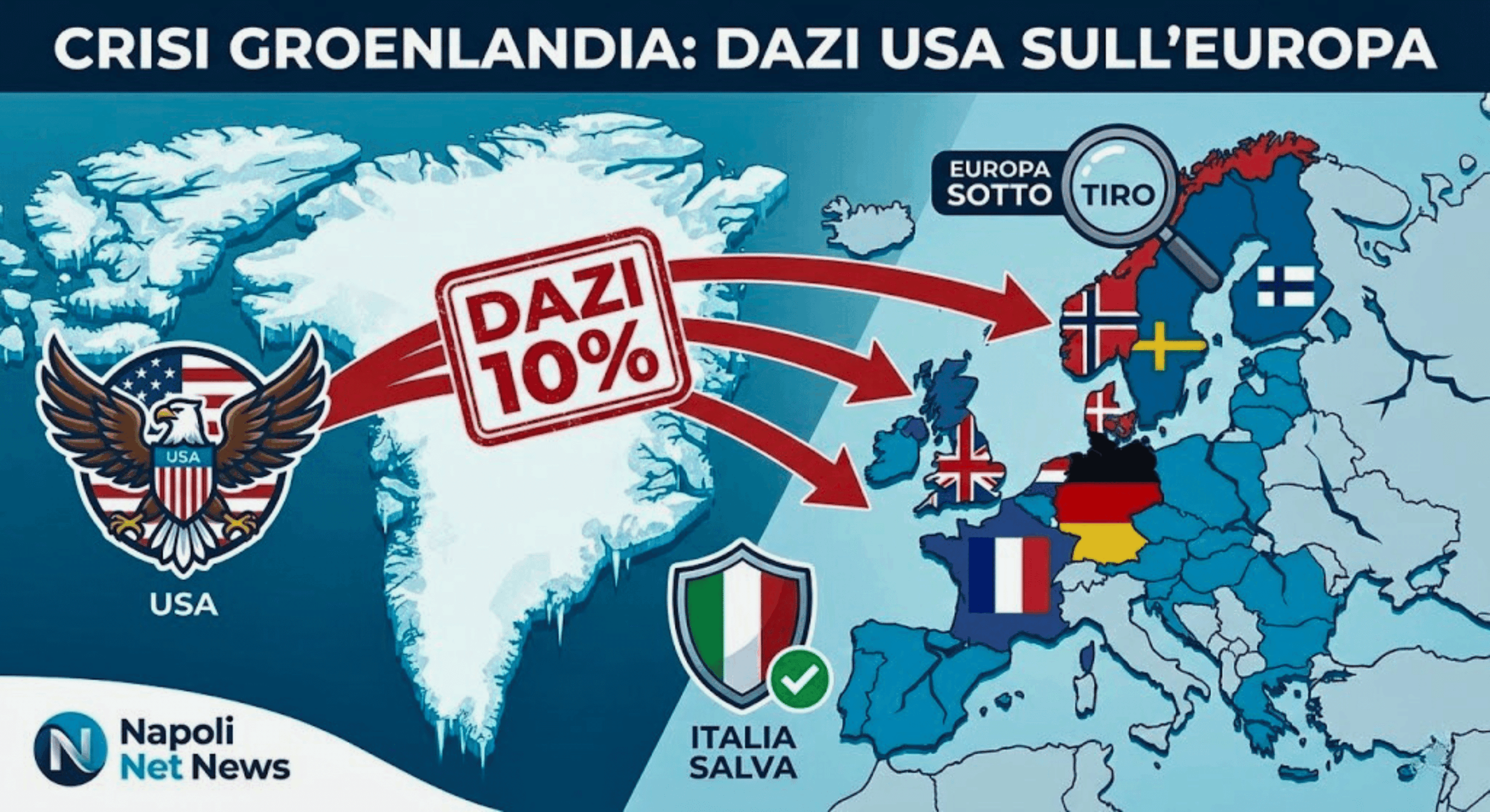 Groenlandia, Trump non scherza più: “State facendo un gioco pericoloso”. Dazi in arrivo per l’Europa (ma l’Italia si salva)
