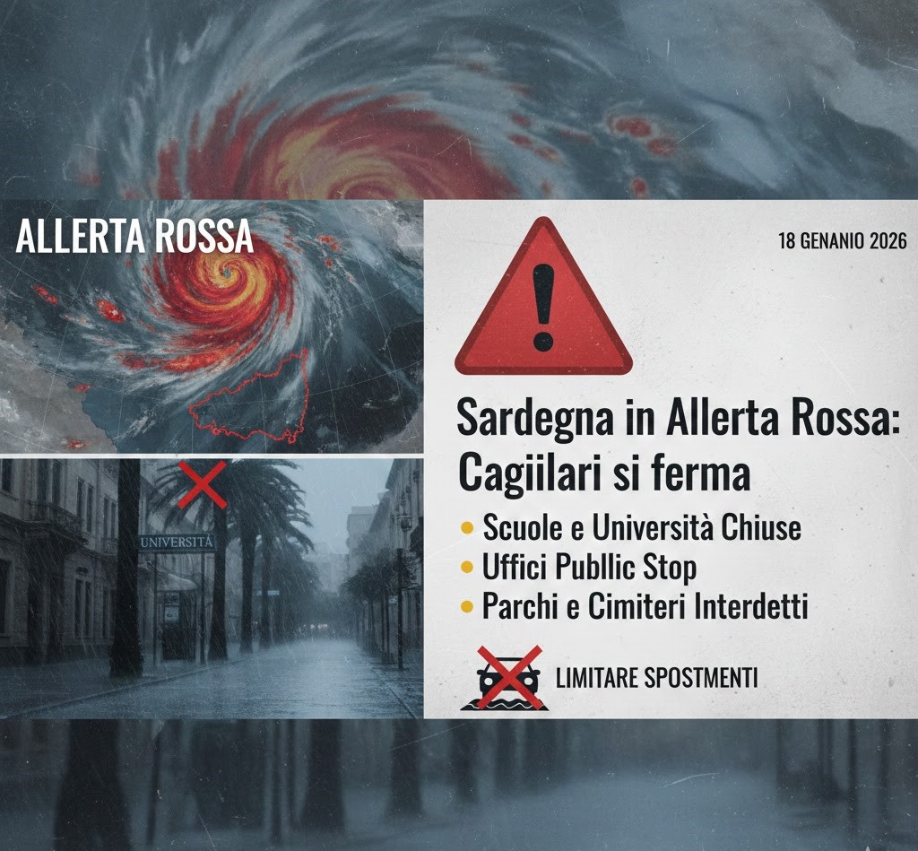 Sardegna in Allerta Rossa: Cagliari si ferma per 48 ore. Scuole e uffici chiusi
