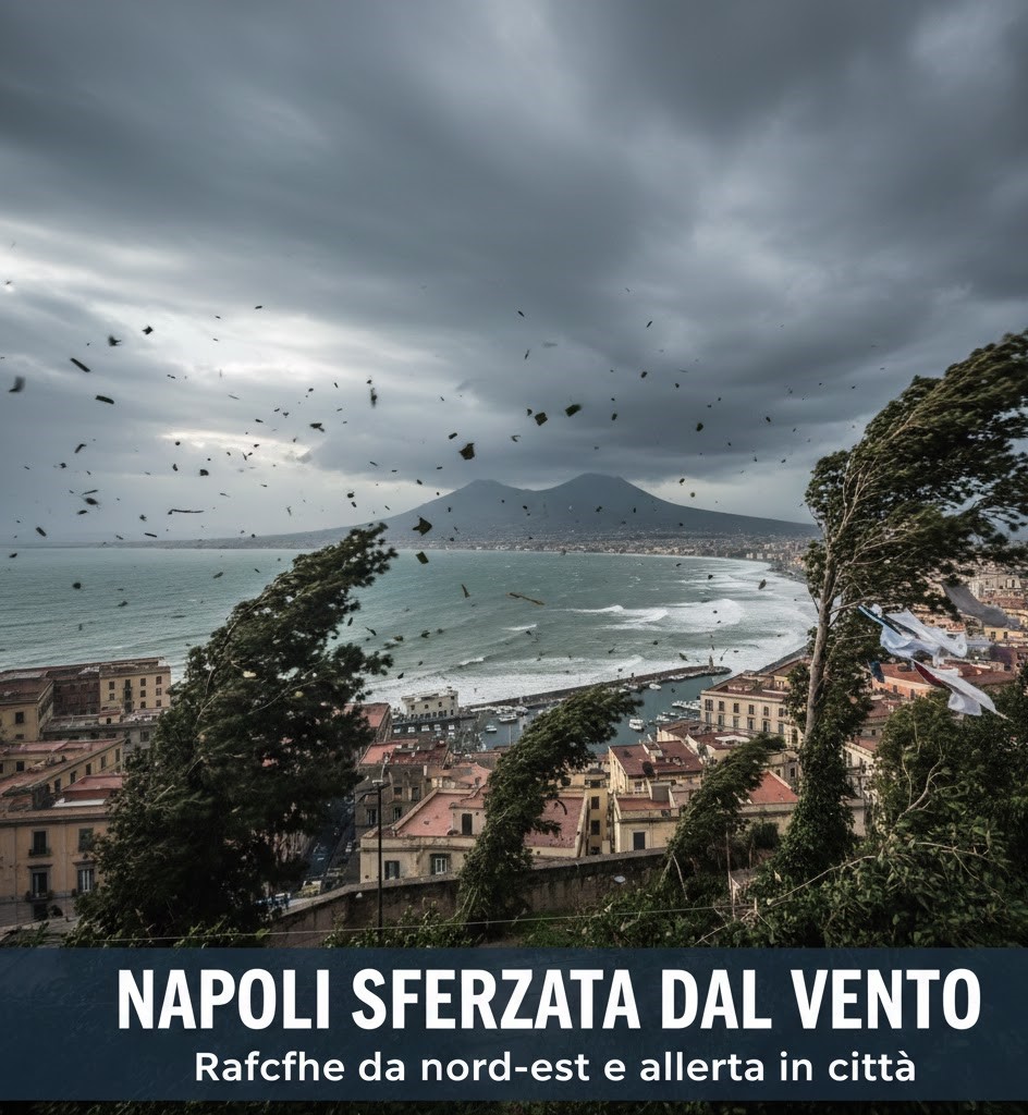 Napoli sferzata dal vento: raffiche da nord-est e allerta in città