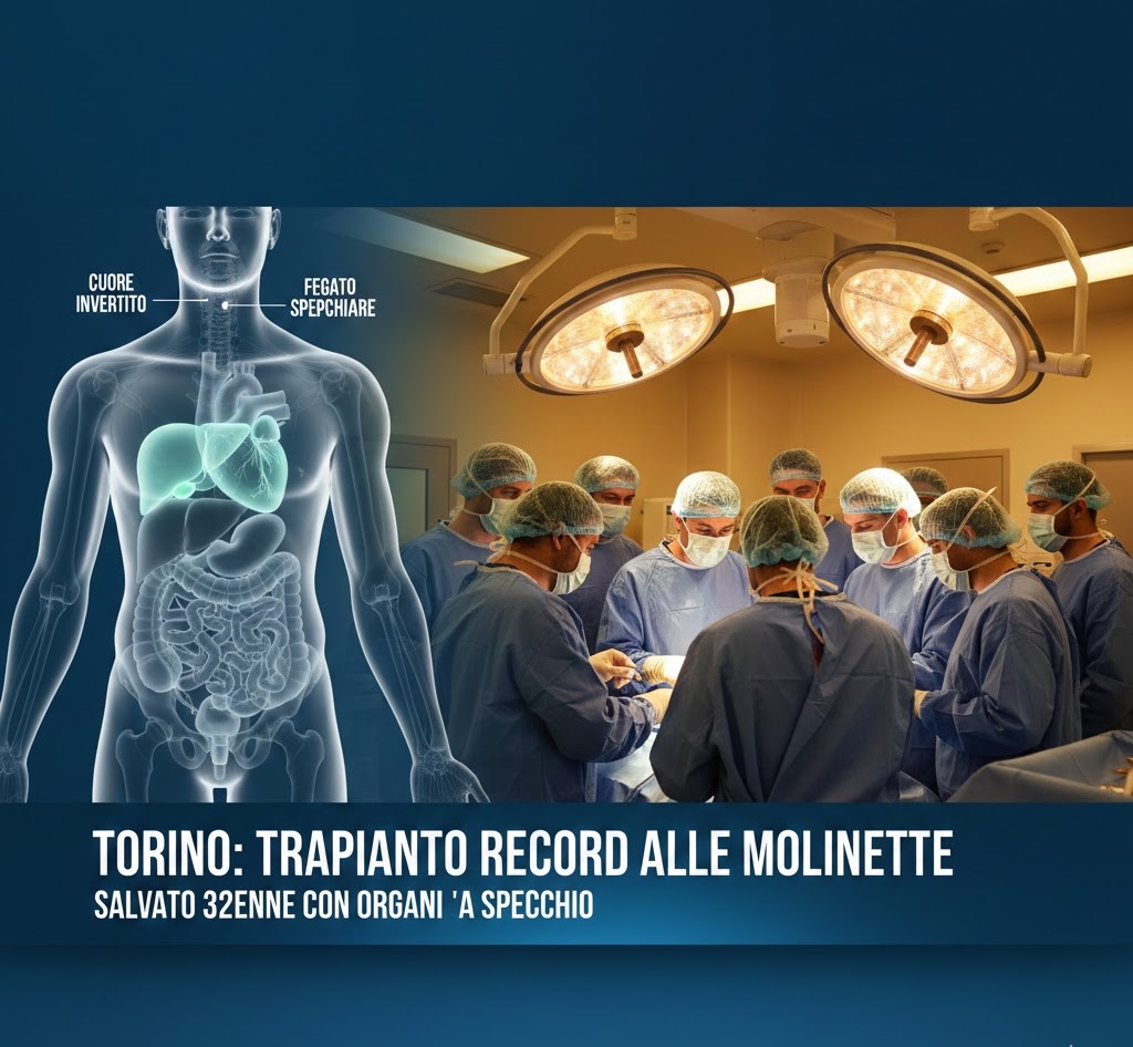 Torino: Trapianto record alle Molinette, salvato 32enne con organi “a specchio”