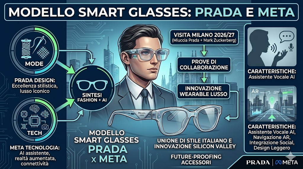 Mark Zuckerberg ospite da Prada: si punta all’intesa sugli occhiali AI